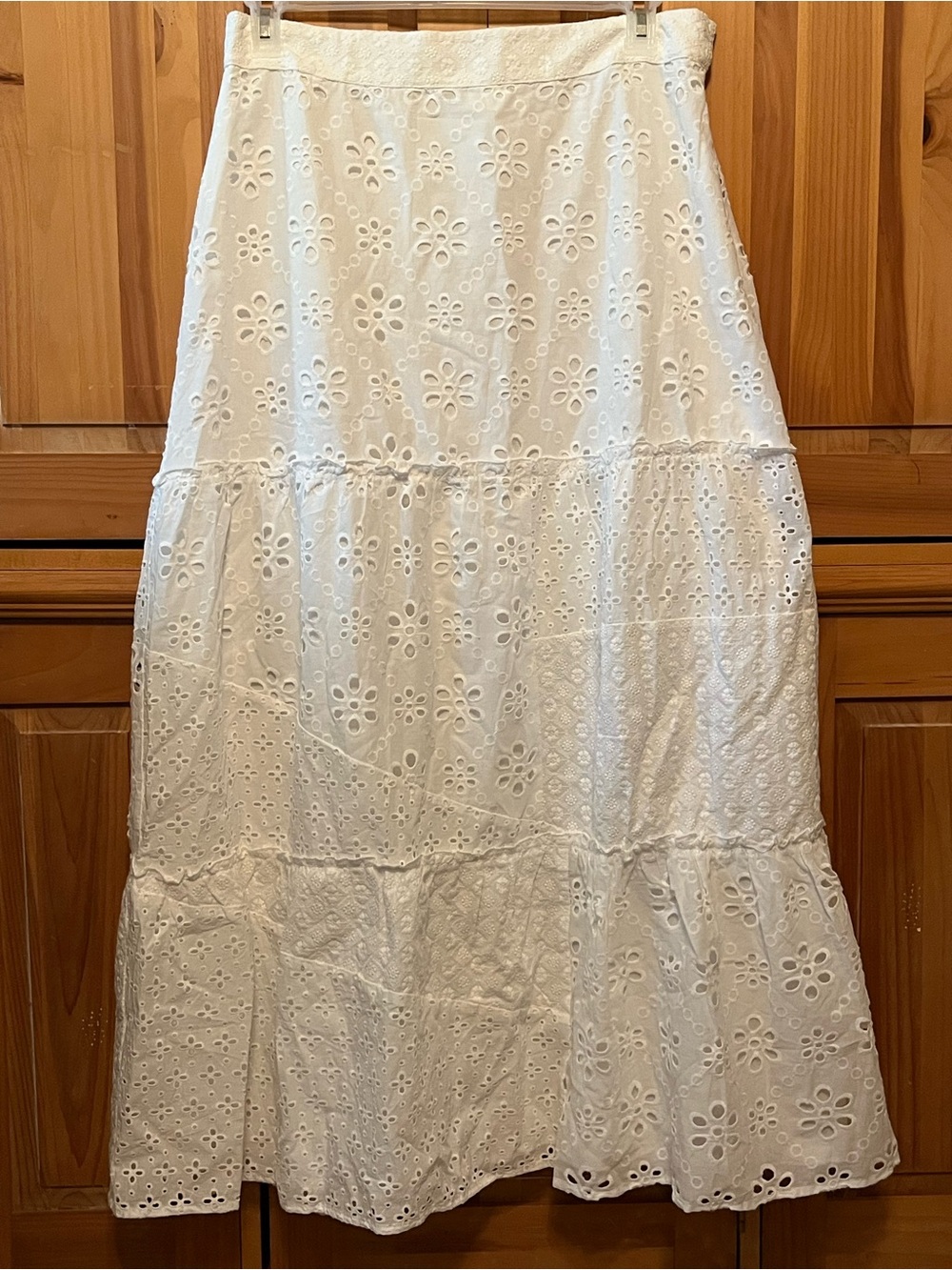 NWT White Eyelet Tiered Maxi Skirt